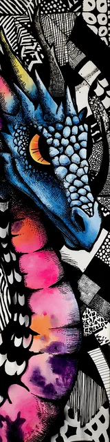 Free dragon bookmark featuring another blue-faced dragon